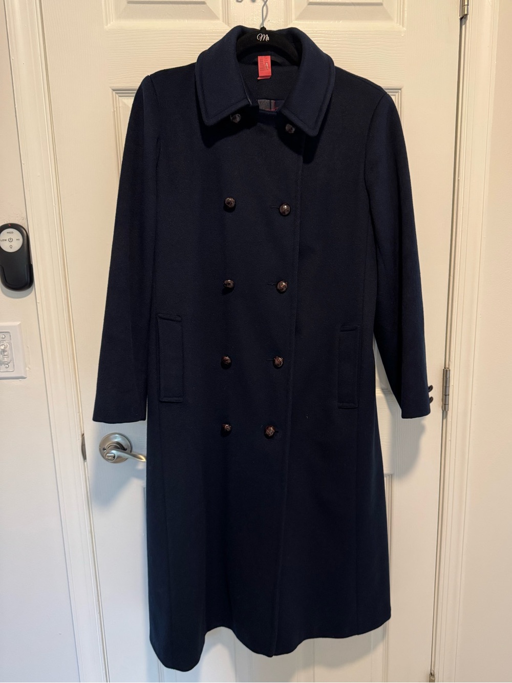 Vintage Eddie Bauer Women's Double-Breasted Navy Wool Coat Medium